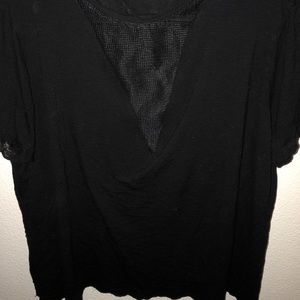 black mesh v tee